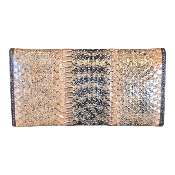 Python Wallet Handcrafted Flap Snap Closure Travel Organizer - Picture 2 of 8